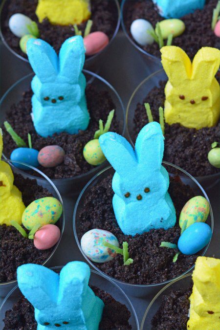 Bunny peeps in pudding cups